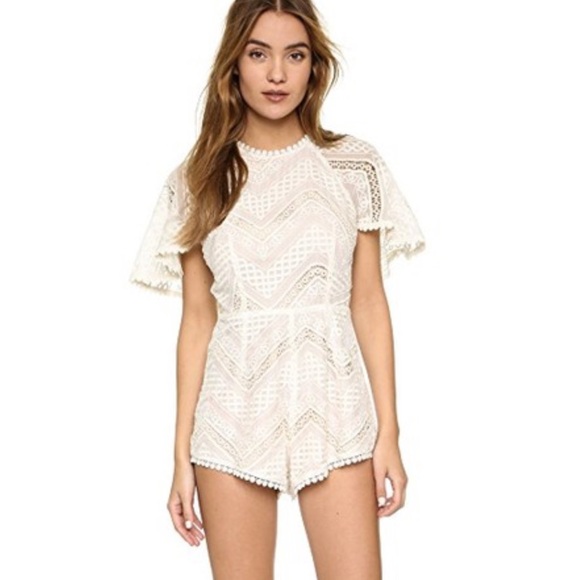 NWT Line & Dot Cream Lace Romper size S - Picture 4 of 5
